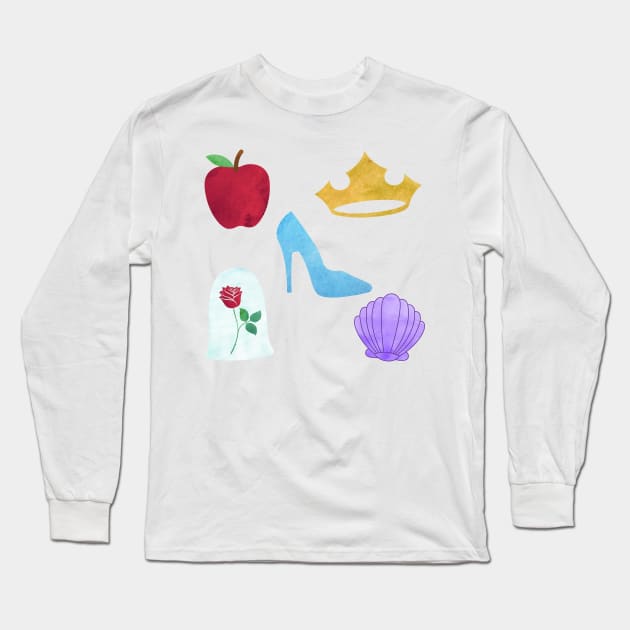 Princess Watercolor Symbols Long Sleeve T-Shirt by Mint-Rose